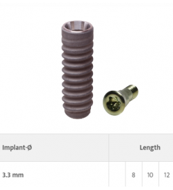 BL NC Implant, Ø 3.3 mm, L 8.0 mm; incl. sterile cover screw