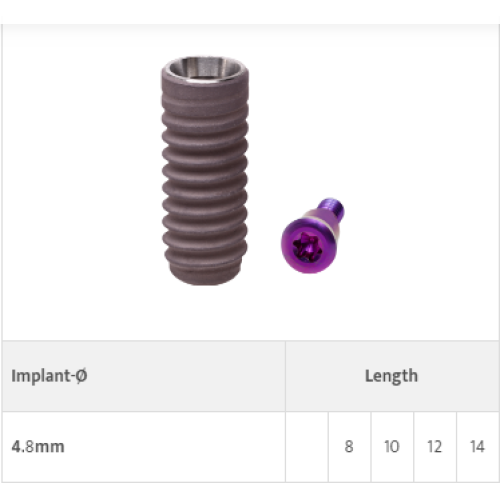 BL RC Implant, Ø 4.8 mm, L 8.0 mm; incl. sterile cover screw